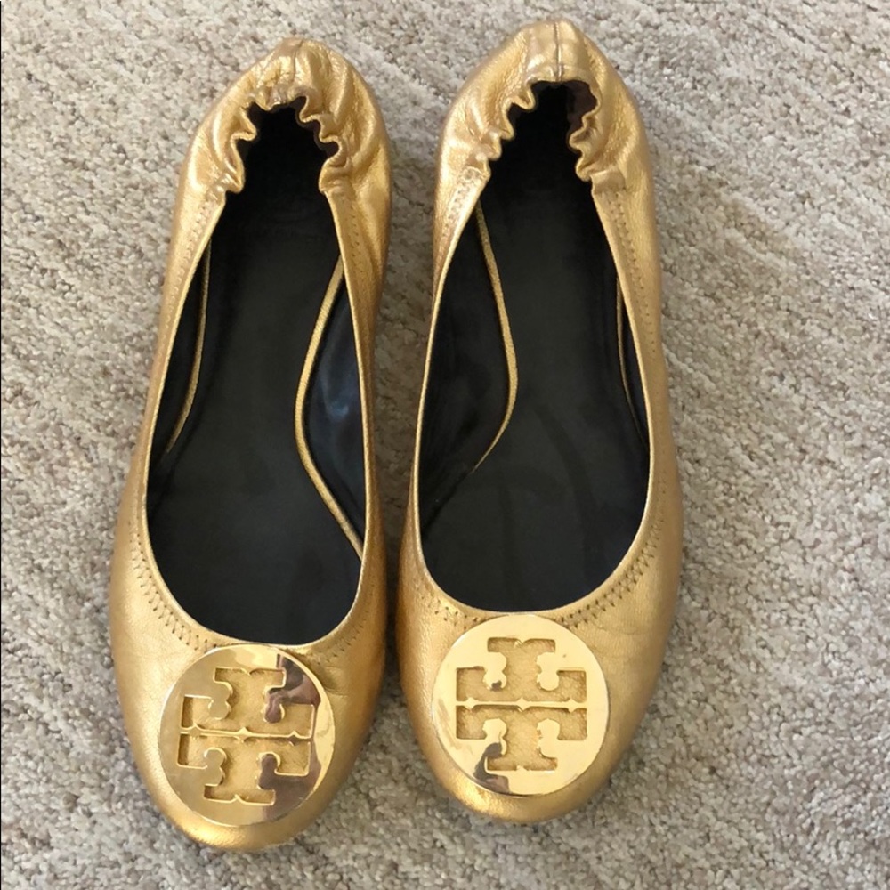 Metallic gold Tory Burch ballet flats size 9